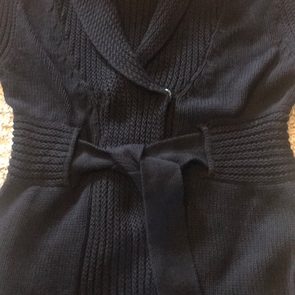 NWOT Black Shae Short-sleeve Cabled Tie Cardigan L - Picture 3 of 5
